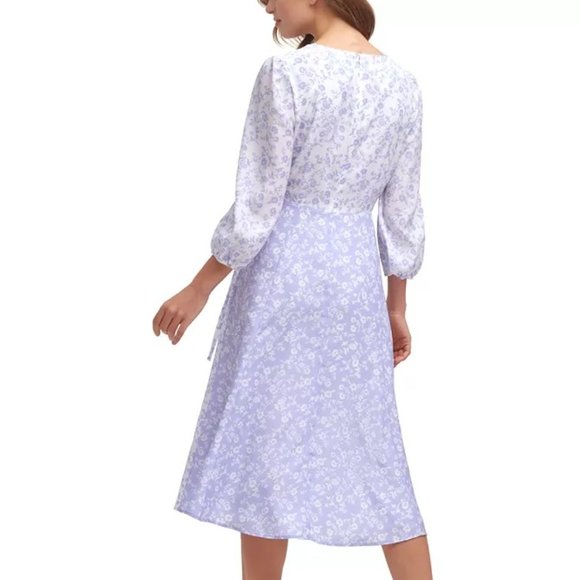 VINCE CAMUTO Printed Faux-Wrap Midi Dress - Picture 3 of 5